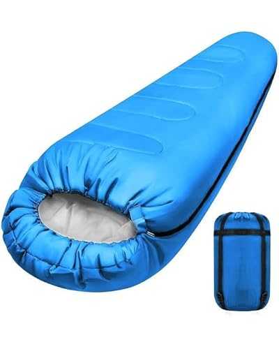Ultralight 4-Season Sleeping Bag for One Person Suitable for Camping Warm Lightweight Waterproof for Indoor and Outdoor Use Teenagers Adults during Hiking Backpacking Camping Adventures Mummy Blue