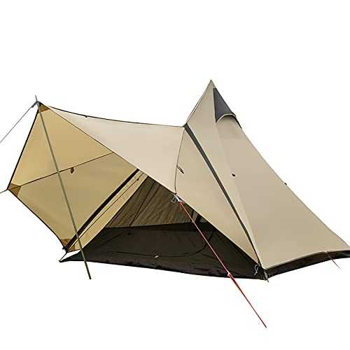 Portable Camping Pagoda Teepee Tent, Outdoor Camping Pyramid Tent with Large Space 3-4 Persons for Backpacking Hiking Fishing Canoeing Travel Winter Camping