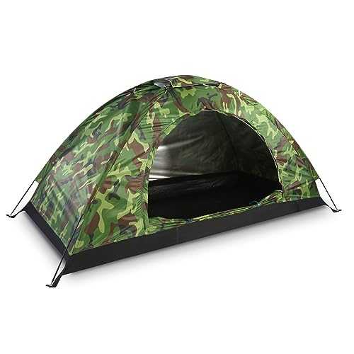 Pop Up Tent Camouflage Tent Waterproof Dome Tent Canopy Camping Tent 1 Person, Lightweight 100% UV Protected Family Outdoor Backpacking Tent with Carrying Bag for Outdoor Camping Hiking