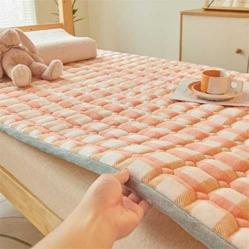 SFJATTA Camping Sleeping Mattresses, Winter Non-Slip Soft Roll Up Bed Student Dormitory Mattress Topper, breathable folding floor bed, Full Size Futon Mattress(Pink grid,100 * 200cm)