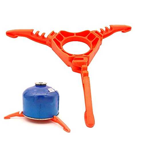 STCRERAG Gas Tank Bracket Foldable Canister Stand Gas Canister Support Orange Gas Tank Stove Stand Bracket Tripod Outdoor Stove Flat Gas Tank Holder for Outdoor Camping Hiking Picnic Cooking