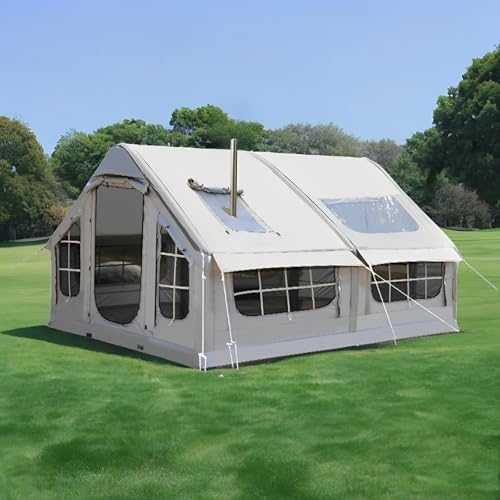 DONGSHUAI Inflatable Camping Tent House 6-8 Person, Outdoor Air Blow Up Tent Cabin for Camping Waterproof Easy Setup - Oxford Hot Tent with Stove Jack - 4 Season Family Camping Tents