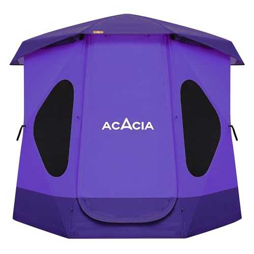 ACACIA Space Tent, 2 to 3 Person Pop Up Camping Tent with 8 Windows and Footprint, Waterproof Windproof Easy Setup Hub Tent for Family Camping, Hiking and Glamping, Purple Agate