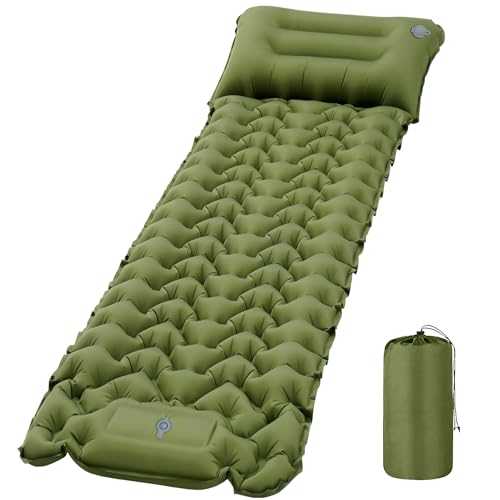 Camping Sleeping Pad 50D Ultralight Inflatable Camping Mat with Pillow Built-in Foot Pump Sleeping Mattress Waterproof Lightweight and Compact Camping Mattress for Backpacking Hiking Traveling Tent