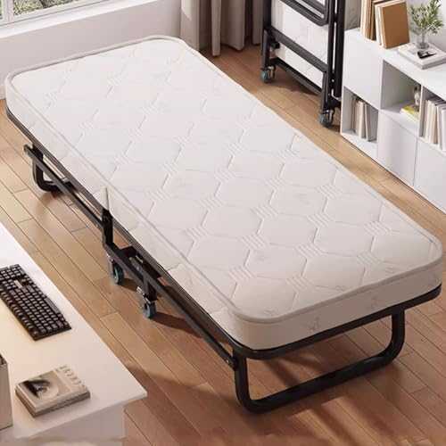 GXXINGIN Portable Folding Bed，Adult folding bed,Folding Bed Made of Iron Frame Support Folding Bed Made of Coconut Palm Wood with A 10cm Thick Mattress for Home, Guests, Travel, Vacation, Camping(190