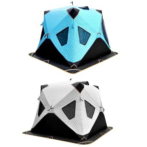 LIZHAYG Ice Fishing Shelter Thicken 4Layer Ice Fishing Tent Winter Fishing Shelter Cold Weather Camping Tent(Blue S)