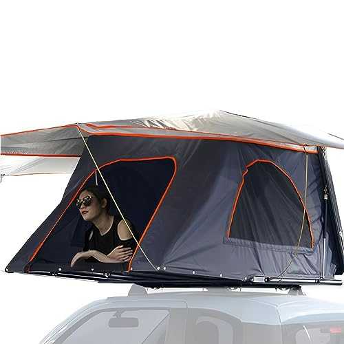 QUTBAG Fully Automatic Car Roof Tent, Side-Opening Rooftop Tent Sleeps 2-3 People, Self-Driving Camping Roof Tent with Telescopic Ladder, 3s Quick Opening Mobile Bedroom