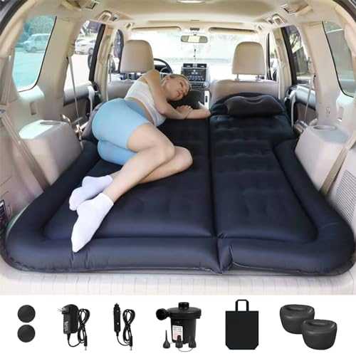 ISWEES Car Air Mattress,Camping Air Mattresses,Car Bed,SUV Air Mattress with Electric Pump,Two Piers and 2 Pillows,Car Inflatable Mattress- Flocking & PVC,Car Sleeping Bed for Home,Outdoor and Travel