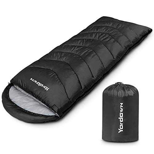 Yordawn Sleeping Bags for Adults Kids, Lightweight Sleeping Bag 3 Season Winter Summer Compact Single Sleepingbag for Camping Hiking Outdoor Travel Waterproof Envelope Sleep Bag, Black