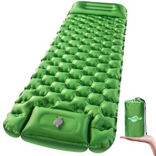 WANNTS Sleeping Pad Ultralight Inflatable Sleeping Pad for Camping, 75''X25'', Built-in Pump, Ultimate for Camping, Hiking - Airpad, Carry Bag, Repair Kit - Compact & Lightweight Air Mattress(Green)