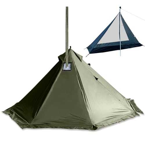 Camping Hot Tent with Wood Stove Jack Winter Teepee Tent 4 Season Backpacking Tent for Survival Hunting Military Fishing