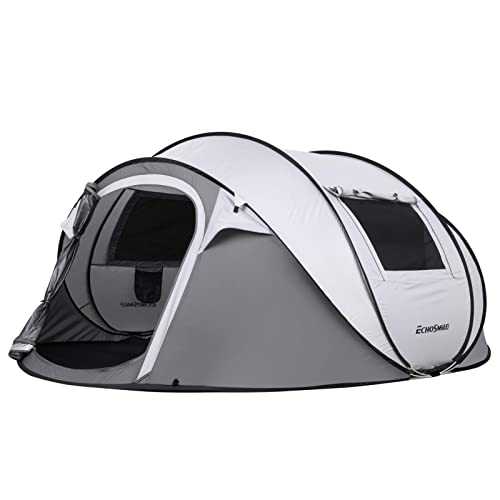 EchoSmile Camping Tent, Pop Up Tent for 4-6 People, Waterproof Family Tent with 2 Ventilation Windows, Suitable for Camping, Picnics, Hiking and Outdoor Activities