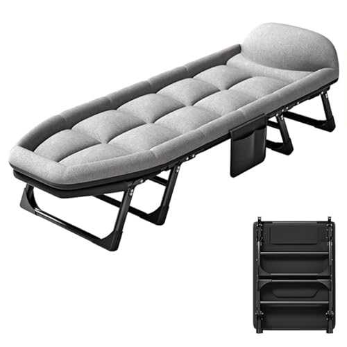 XANAYXWJ Camping Cots for Adults,6-Position Folding Camping Bed,Portable Sleeping Cots with Cushion Comfortable,Supports 264.5 lbs (200x70x40cm)