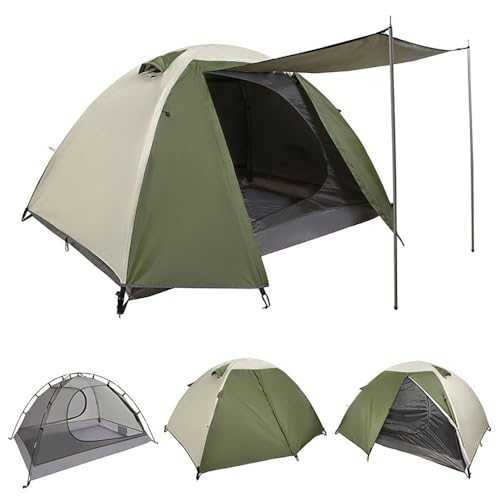 2 Person Waterproof Camping Tent – Lightweight Double-Layer Design with Awning Door, Fast Setup, Anti-Mosquito Mesh, for Hiking, Fishing, Outdoors