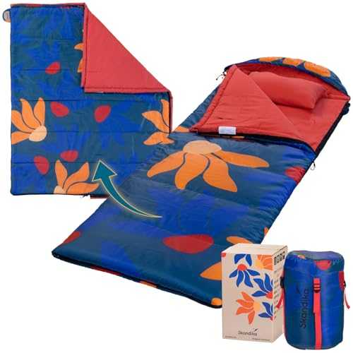 Skandika Sovro Blanket Sleeping Bag, 3 Seasons, Adults & Children, Unisex, 2.4 kg, 220 x 80 cm, 12 to 2 °C, Synthetic Fill, Polyester with DWR, Zipper Closure, Can Be Used as Double Sleeping Bag