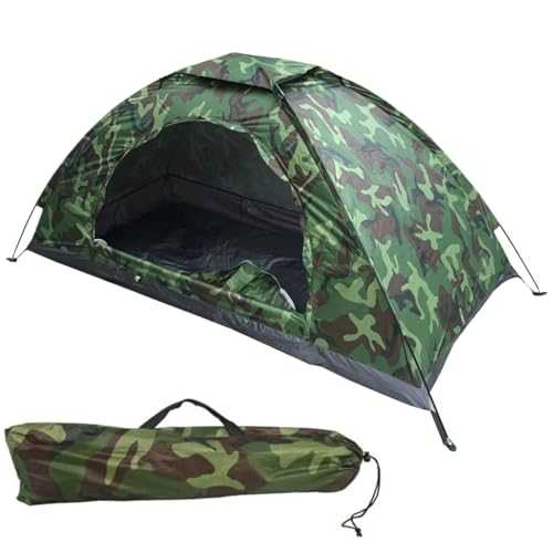 Hbbgdiy One Man Tent Waterproof ? Sun Resitant 1 Person Backpacking Tent Camouflage Patterns Hiking Lightweight Small Tents with Storage Bag Easy Setup for Camping Hiking1 Man 1 Person Backpa