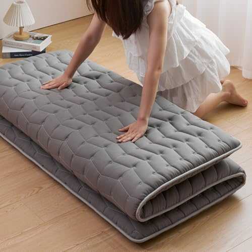 Vibe bear Premium Japanese Floor Mattress Futon Mattress,Thickened Tatami Mattress，Portable Roll up Camping Mattress，Gray,Queen Size (80" X 60")