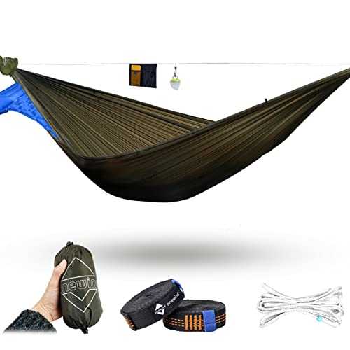 onewind Ultralight Camping Hammock, 11ft Double Layer Hammock Portable Lightweight Large Hammock with Tree Straps for Winter Camping, Backpacking and Hiking, OD Green