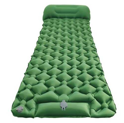 Sleeping Pad for Camping 1 Person, 200×65×6 cm, 30s Inflate by Foot-Pressing, Waterproof (Green Single)