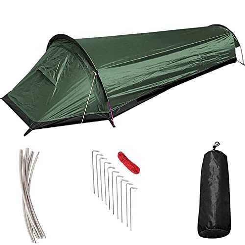 1 Person Hiking Tent Portable Personal Bivvy Tent with Carry Bag Ultralight Waterproof Tent Bivvy Sack Trekking Tent for Single Person Bivy Tent Military Backpack Tents for Outdoor Use