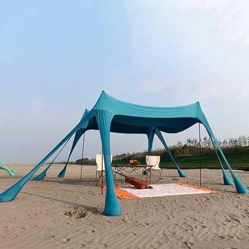 Benebomo Beach Sun Shelter Canopy, Large Outdoor Sun Shade Tent for 6 to 8 people, UV Protection for Beach Camping, Fishing and Picnic
