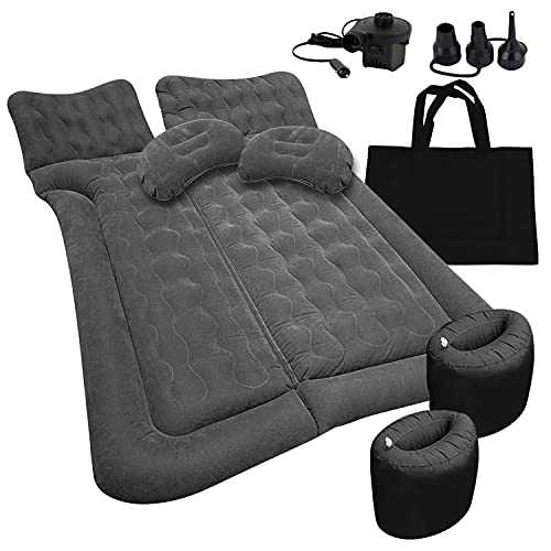 Zone Tech Car Trunk Inflatable Air Mattress - Premium Quality Easy Inflation Air Pump Flocking Surface Back Seat Mattress Thickened Bed with 2 Inflatable Pillows for Travel Camping Family Outing