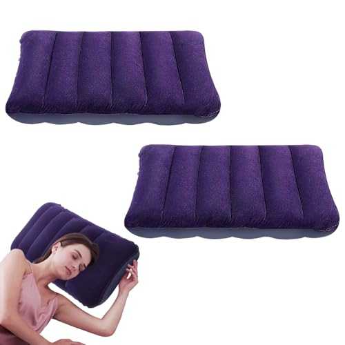 UILYNIU 2 Pcs Inflatable Pillow Camping Pillow Camping Travel Pillow Inflatable Pillows for Camping Blow up Pillow Waterproof Flocked Surface Air Pillow for Camping Vacation Beach 47cm x 28cm (2 Pcs)