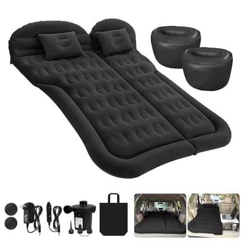 ISWEES Car Air Mattress,Camping Air Mattresses,Car Bed,SUV Air Mattress with Electric Pump,Two Piers and 2 Pillows,Car Inflatable Mattress- Flocking & PVC,Car Sleeping Bed for Home,Outdoor and Travel