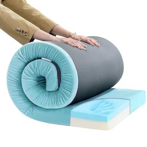 MABOZOO Memory Foam Camping Mattress Pad Waterproof Portable Sleeping Mats Roll Up Mattress Guest Bed 3 Inch Thick Washable Velvet Cover Floor Camping Cot for Car Truck Outdoor Tent