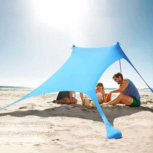 Beach Shade Windproof Design, Sun Shelter UPF50+ Portable Family Canopy Tent ， Pop Up Outdoor Shelter for Beach, Camping, Fishing, Backyard and Picnics(Color:Blue)