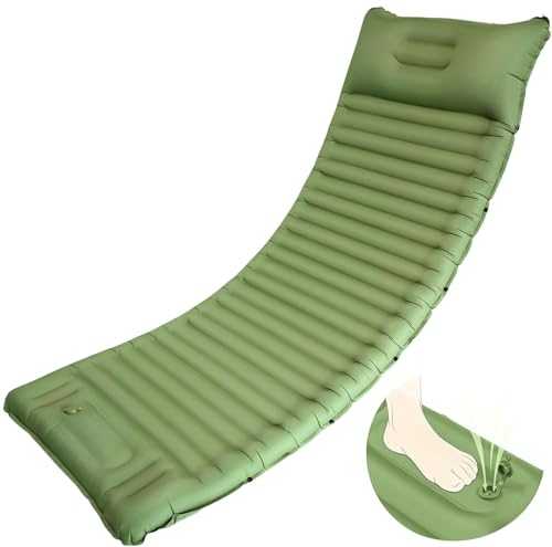 Longtor Sleeping Pad for Camping 4in Thick, Camping Air Mattress Pad Built-in Pump, Ultralight Camping Sleeping Pad Mat with Pillow, Inflatable Sleeping Pad Backpacking, Holds 440lbs, 40D+60D Nylon