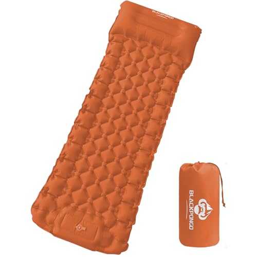 Blackpongo Camping Sleeping Pad, Ultralight Camping Mat with Pillow Built-in Foot Pump Inflatable Sleeping Pads Compact for Camping Backpacking Hiking Traveling Tent