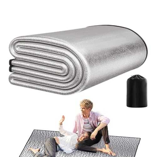 Outdoor Waterproof Camping Mat | Aluminium Picnic Mat | Aluminum Foil Moistureproof Tent Sleeping Pad | Foldable Portable Insulating Ground Mats For Beach Lawns Traveling Camping