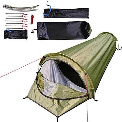 1 Person 3-4 Season Lightweight Aluminum Pole Backpacking Bivy Tent 1 Person Tent Ultralight Backpacking Camping Tent Waterproof Trekking Wigwam Tent Portable Sleeping Bag For Camping Outdoor Hiking