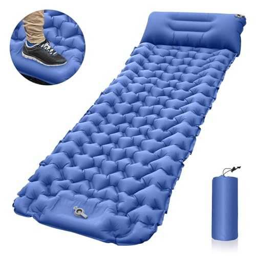 YZMXIY Self Inflating Sleeping Mat, Thickened 9cm Moisture-proof Sleeping Mattress Mat With Pillow, Ultralight Waterproof Portable Inflatable Bed For Backpacking Hiking Traveling (Blue)