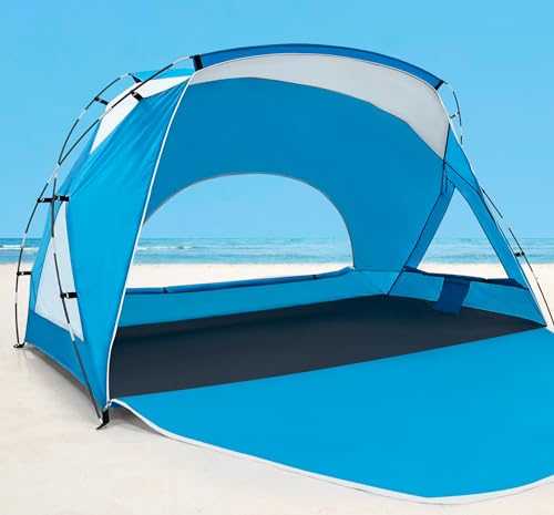 Calen Beach Tent,Beach Canopy Shade Tent with UPF 50+UV Protection for 6-8 Person, Waterproof Portable Easy Setup Beach Sun Shelter Tent for Outdoor Adventures, Camping, and Picnics with Carrying Bag