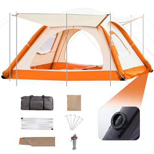 MWS-Forcamping Luxury Automatic Inflatable Dome Tents for Camping,Waterproof Windproof Tent with Double Layer Tarp,Easy Setup Blow Up Portable 3-4 Person Outdoor Camping Tents