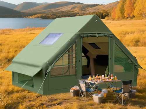 Inflatable Camping Tent for Family, All-Season Blow Up Tent with Pump, Easy Setup 3 Mins, Waterproof for 4-6 Person