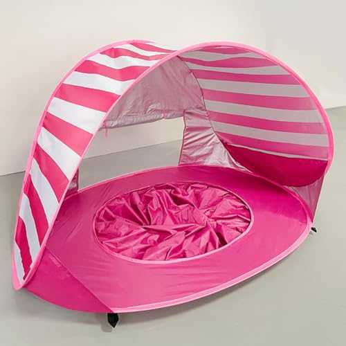 Striped Beach Sun Protection Tent Outdoor Quick Open Kids Toy Beach Tent (pink)