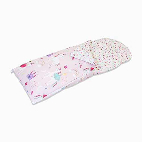 Happy Linen Company Girls Boys Kids Unicorns Princess Rainbows Pink 155 x 65 cm Reversible Sleeping Bag