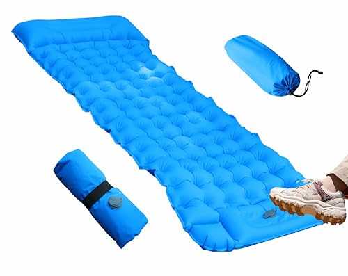 OURJIA Sleeping Pad for Camping, 79" x 27" Comfort Inflatable Camping Mattress with Pillow, Lightweight Sleeping Mat for Outdoor, Backpacking, Hiking (Sky-Blue)