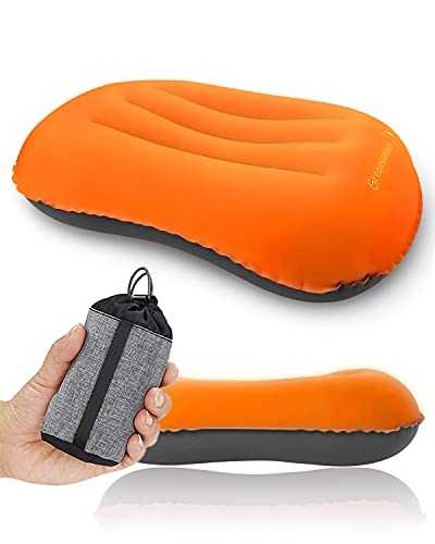 Rantizon Ultralight Camping Pillow, Compressible, Compact,Comfortable, Ergonomic Inflatable Travel Pillow with Storage Bag, for Neck & Lumbar Support for Hiking, Camping, Traveling,3.5 oz,Orange