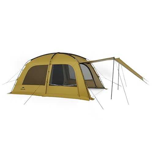 Naturehike Camping Tents for 5 to 6 Persons with Stove Jack Hole, 14 m² One Room and One Living Room with Velarium, PU2000mm Waterproof, UPF50 Sun Protection Family Tent for Outdoor