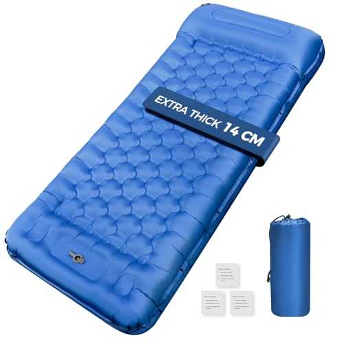 Camping Mat, 14CM Ultralight Inflatable Sleeping Pad with Built-in Foot Pump, Double Joinable, Compact, Waterproof for Backpacking, Hiking, Tent Trap Traveling