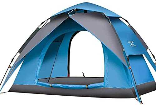 Tent,Outdoor Family Tent Double Door Automatic Fit 2-3 Person 3 Season Lightweight Waterproof Tent Family Sports Mountaineering Hiking Traveling Outdoor Tent Camping (Blue)