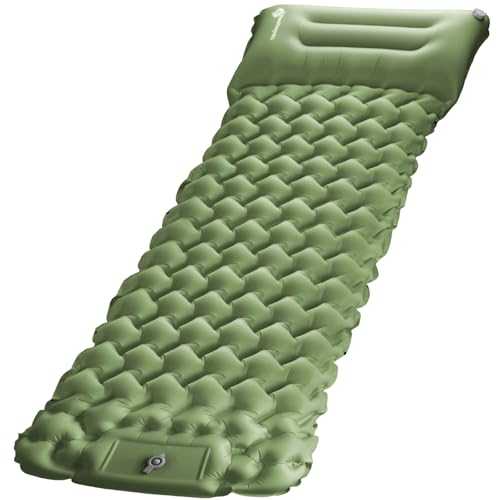 Self-Inflating Sleeping Pad with Built-in Pillow, 3” Thick Camping Mat with Foot Pump, Waterproof & Compact, 79"x26", Lightweight Inflatable Sleeping Mat for Adults, Hiking, Backpacking, Tent