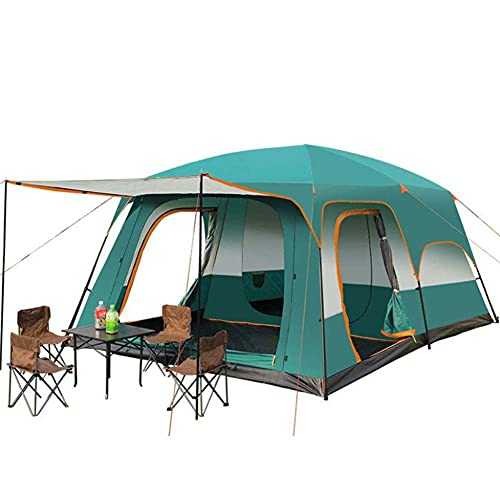 Family Tunnel Tent, large family tent with extra large dark sleeping compartments and vestibule, quick to set up, waterproof WS 3000 mm