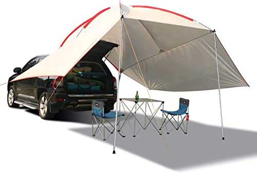 REDCAMP Waterproof Car Awning Sun Shelter for Camping, Portable Auto Canopy Camper Trailer Sun Shade for Camping, SUV, Outdoor, Driving, Travel, Beach Beige