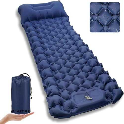 Inflatable Sleeping Camping Mat with Pillow 190L x 64W x 6Th centimetres - Ultralight, Waterproof, Compact & Portable Sleeping Pad for Backpacking, Travelling, Hiking