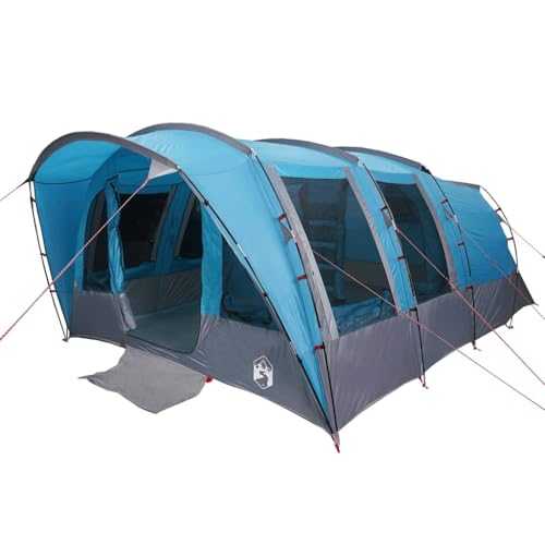 ** vidaXL Family Tent Tunnel - 8-Person - Blue - Waterproof - Easy Setup - Portable - 3 Bedrooms